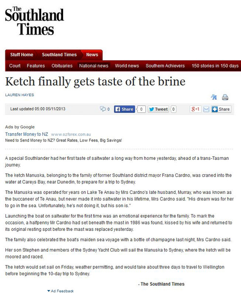 Newspaper Ketch Finally Gets Taste of the Brine 20131105